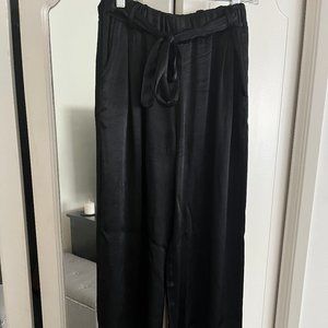 Venti6 - Silk Tie Belt Wide Pants